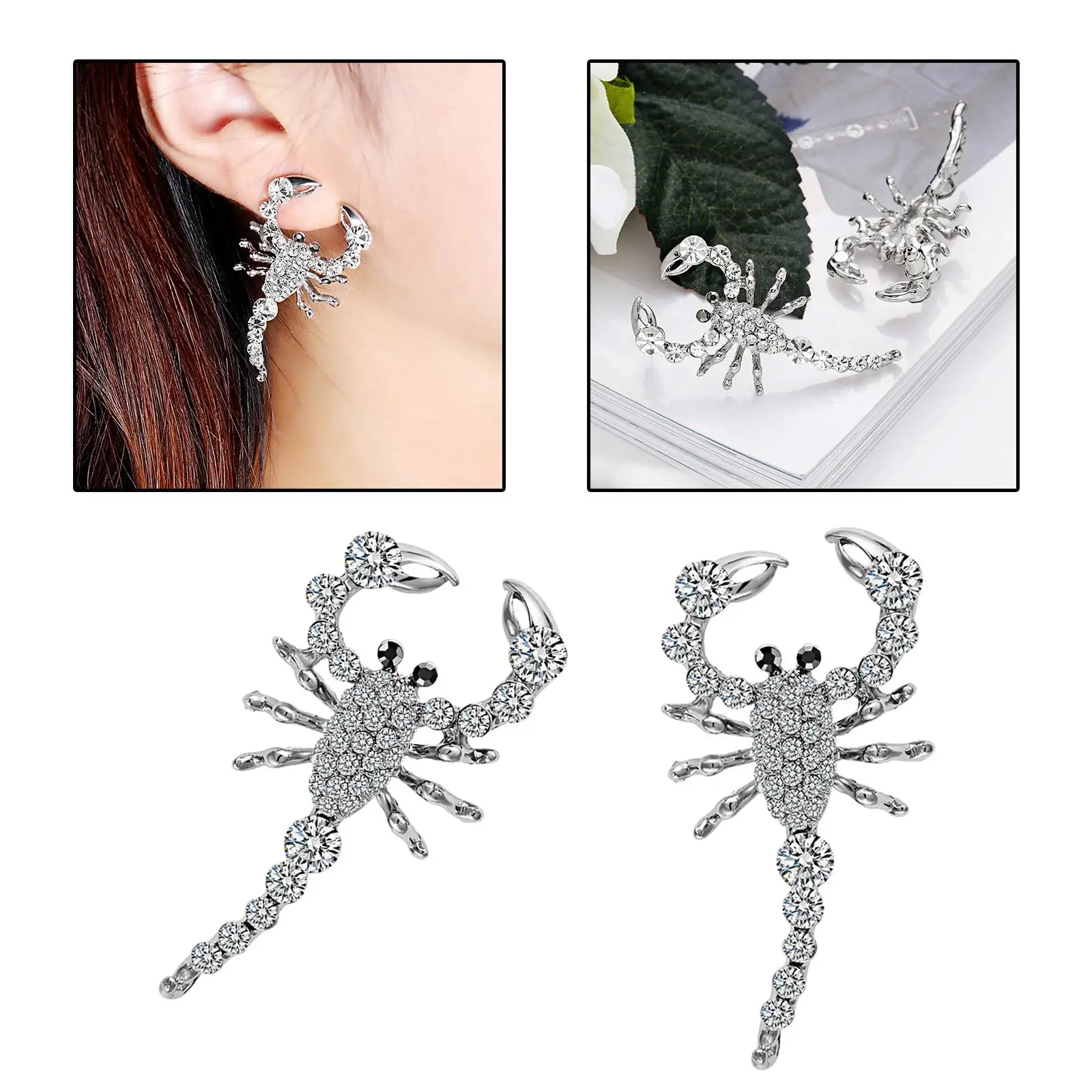 Long Scorpion Stud Earrings Fashion Jewelry Animal Earrings for Men Women Concert