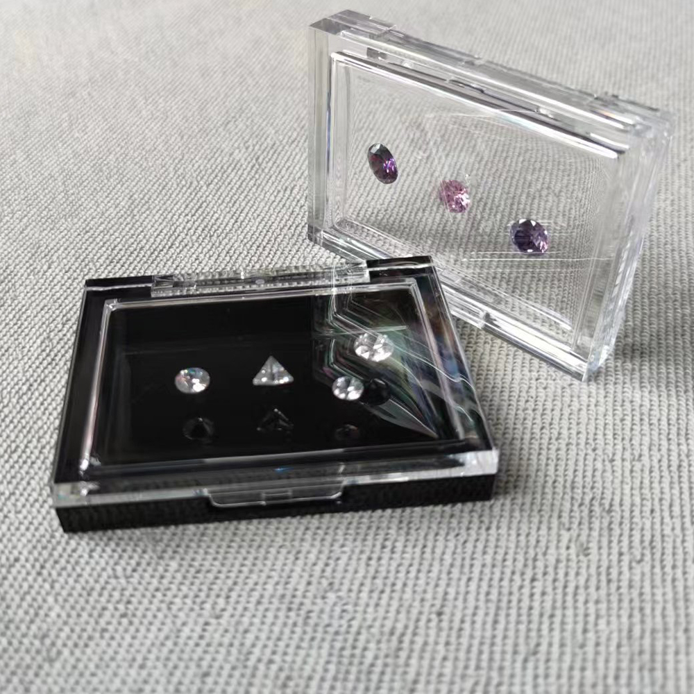 Sale Adhesive Loose Diamond Box Transparent Gemstone Storage Case Stone Packaging Show Case Sticky Gems Organizer Holder Tray