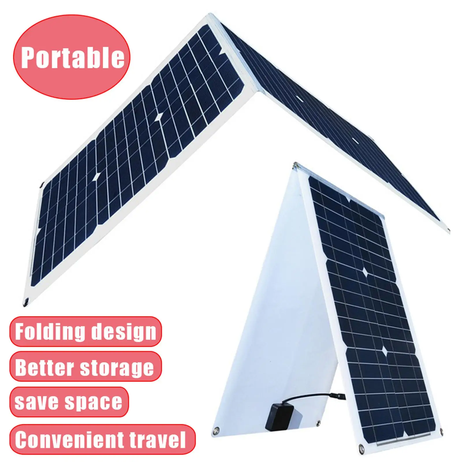 36W Monocrystalline Solar Panel Portable Foldable   for Backpacking Outdoor Picnic High Power Yard Lawn Patio Porch Hallway