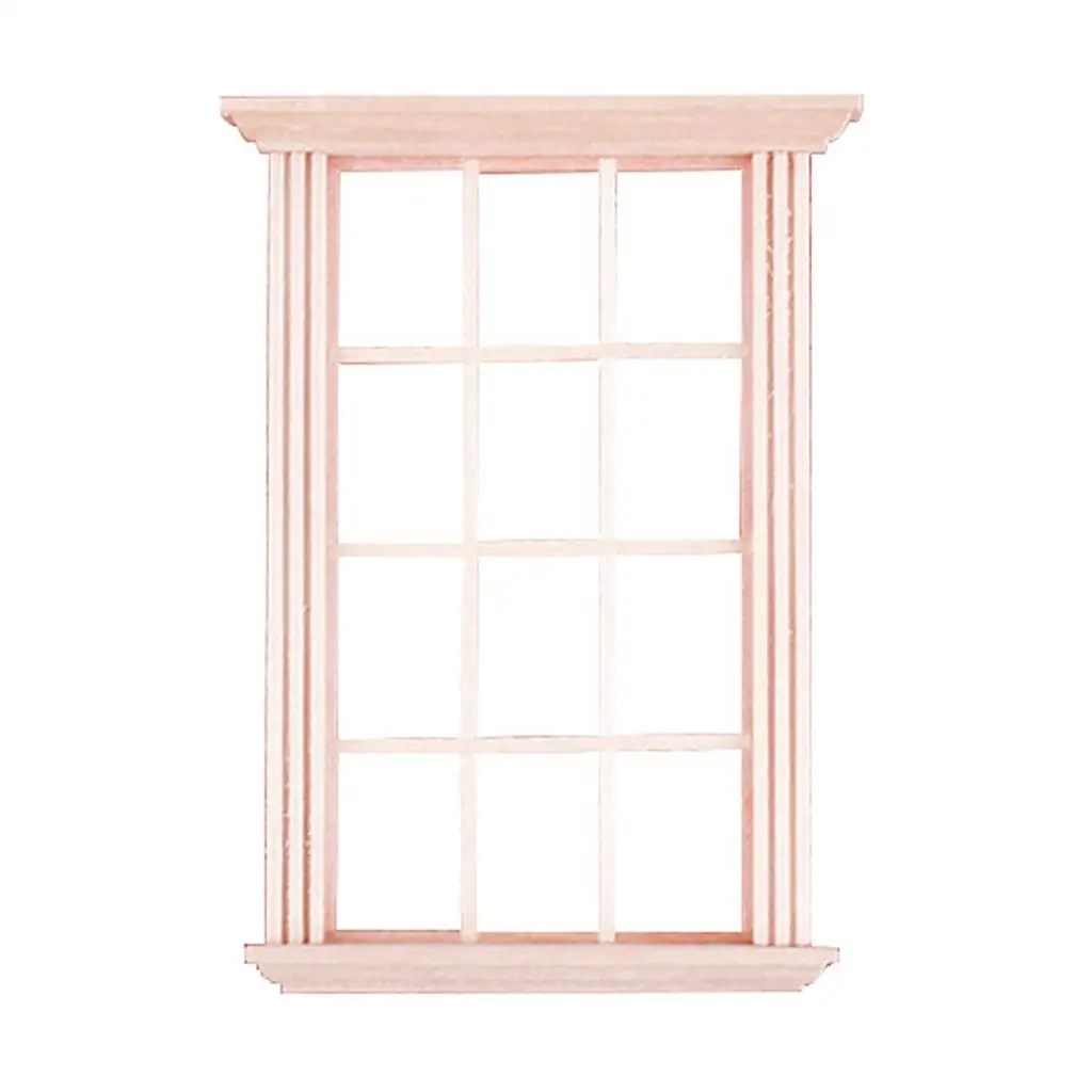 1/12  Wood Window Frame Dollhouse Miniatures Furniture Model Decor Accs