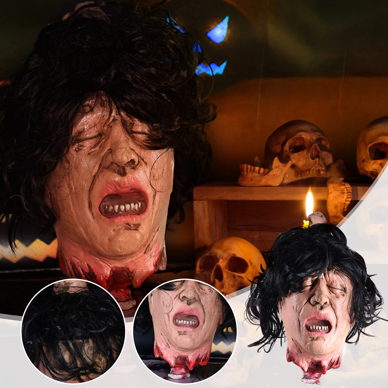 Реквизит для Хэллоуина с отрезанной головкой, страшная голова с кровью,  Реалистичная ужасная головка для помещений и улицы, водонепроницаемое  украшение для Хэллоуина | AliExpress
