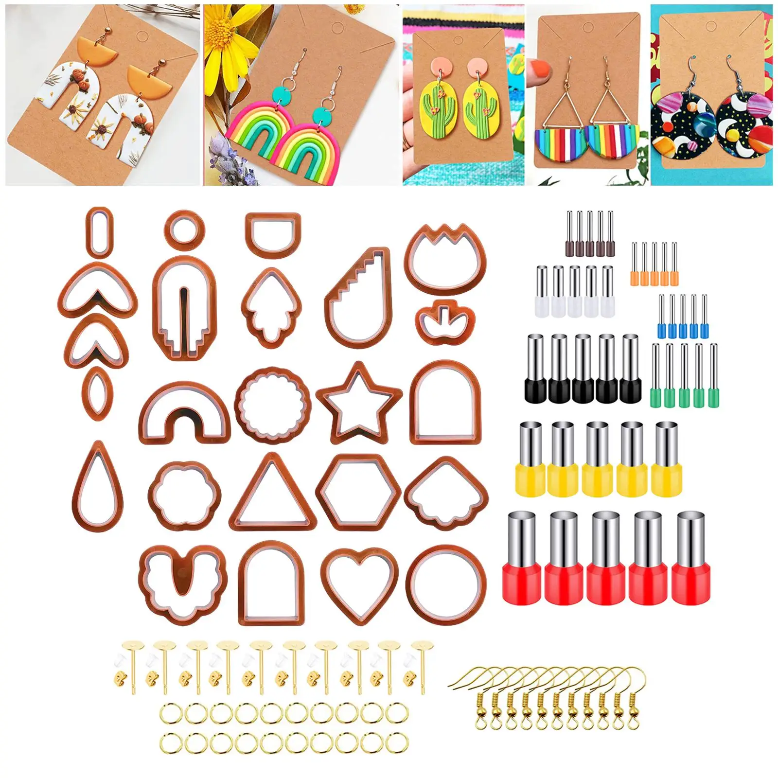 114 Pieces Polymer Art Different Shapes Earring Cutter DIY Earrings Ceramic Craft Jewelry Pendant Making