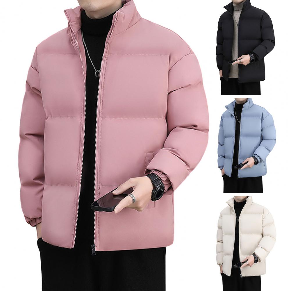 Description Picture 4 of itemMen Cotton Coat Cotton Jacket Men's Thickened Padded Cotton Coat with Stand Collar Heat Retention Windproof Outdoor Down Jacket