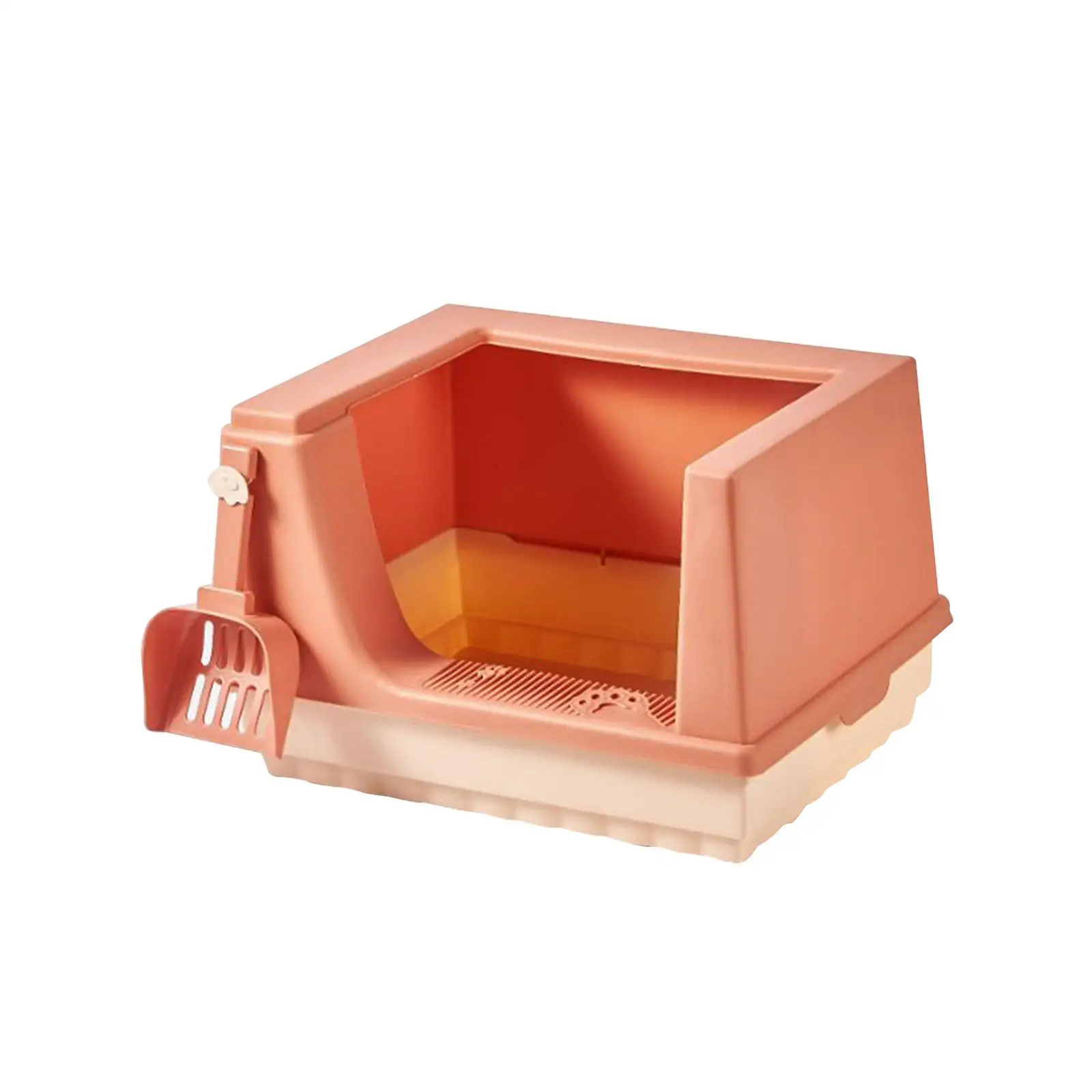 Cat Litter Box Litter Tray Sturdy Semi Enclosed for Small Rabbit Guinea Pig Front Entry Bottom Detachable Anti Splashing