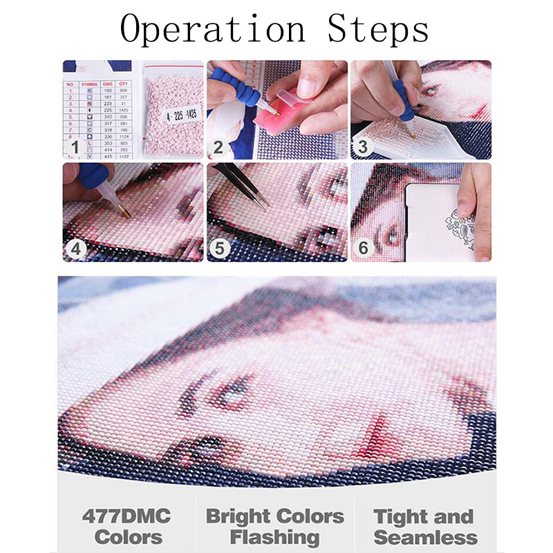 Description Picture 4 of itemAB diamond cross stitch Marilyn Monroe 5D DIY diamond embroidery rhinestone painting diamond painting