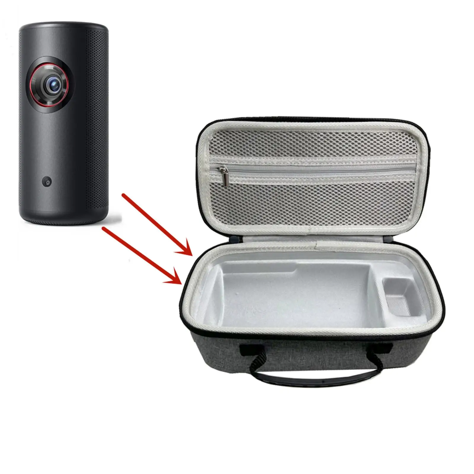 Projector Case with Accessories Storage Pockets Projector Carrying Bag for capsule Projector 240mmx115mmx125mm Gray