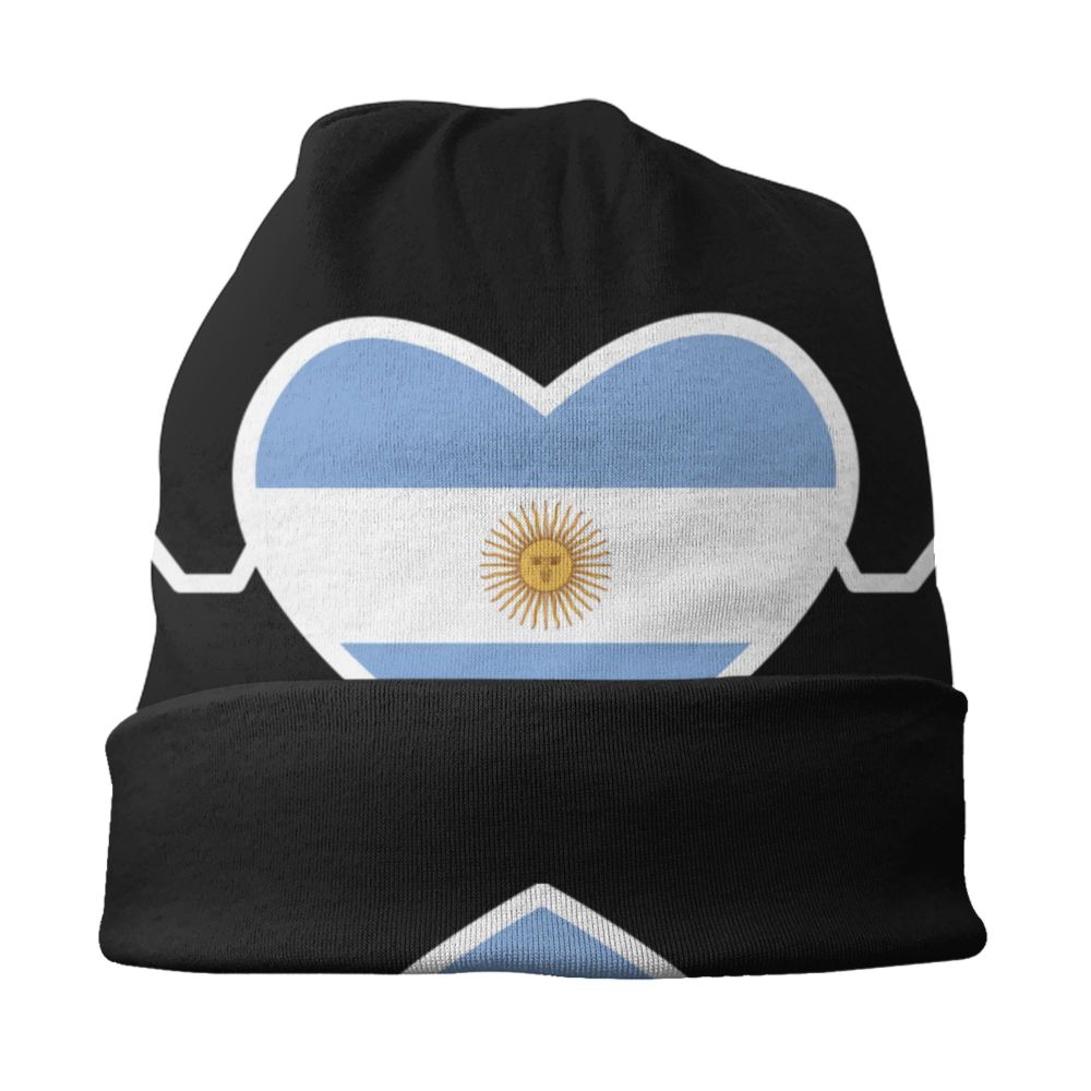 Benutzer definierte Flagge von Argentinien Schädel Mützen Mützen Männer Frauen Unisex Straße Winter warme Strick mütze Erwachsenen Motorhaube Hüte – Detail 9