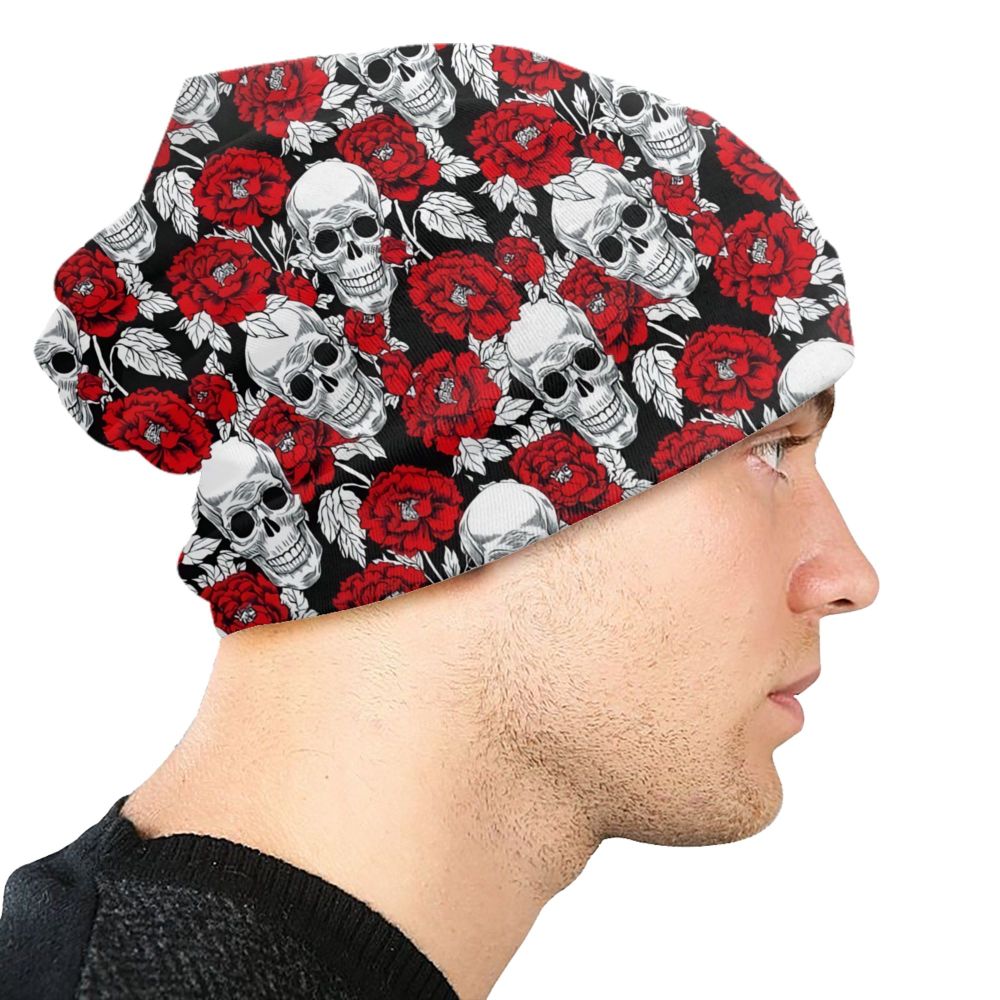 Benutzerdefinierte Schädel Druck Motorhaube Hüte Straße Stricken Hut Für Frauen Männer Winter Warme Horror Skeleton Tod Skullies Beanies Caps – Detail 34