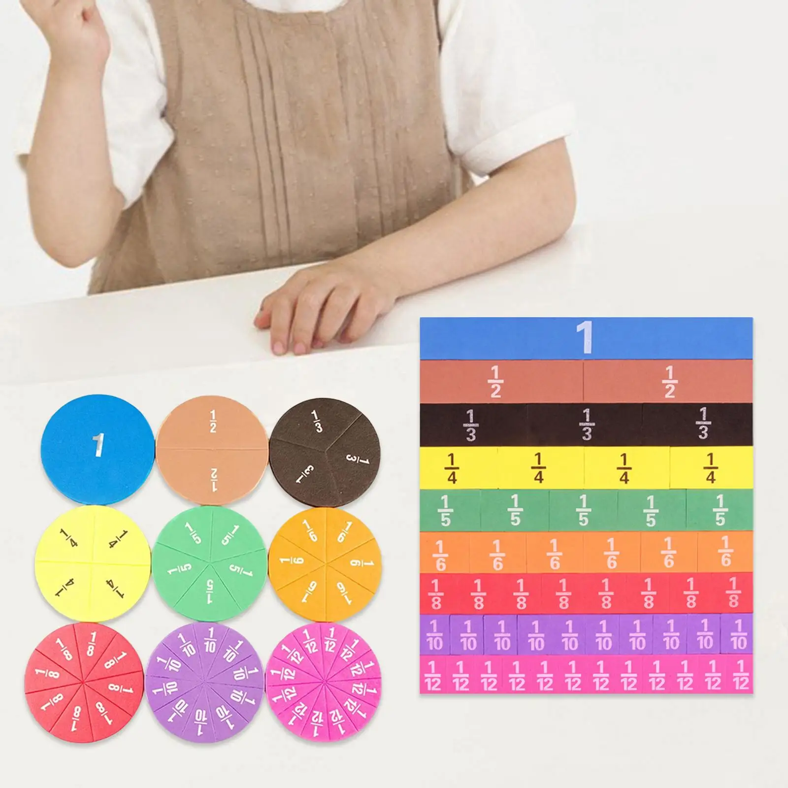 Montessori Fractions Activities Set Educational Supplies Manipulatives Math Materials for Home Gift Preshcool Children Kids