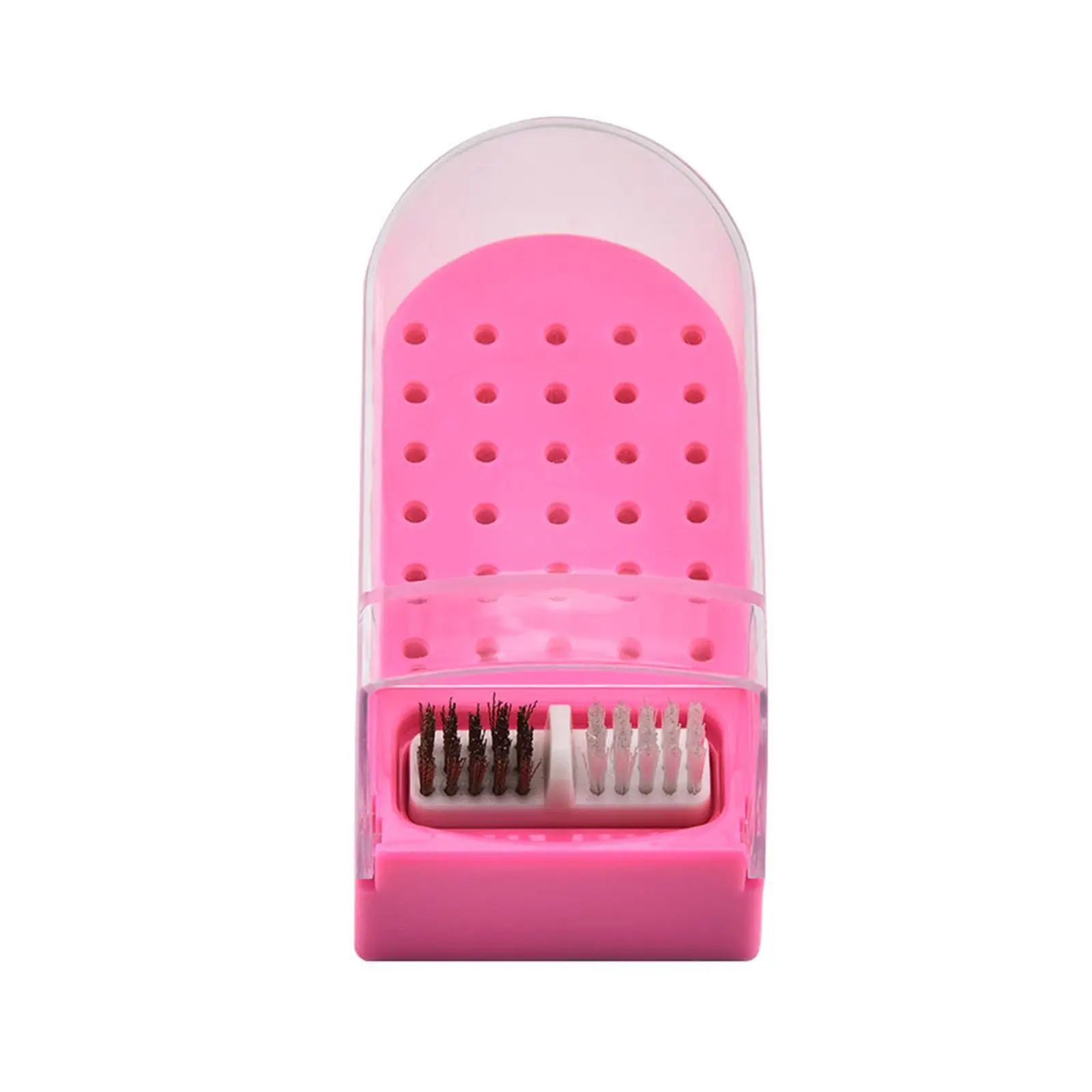 Nail Drill Bit Holder with Cleaning Brass Wire and Soft Brushes Home Use Dustproof 30 Slots Container Case Manicure Accessories
