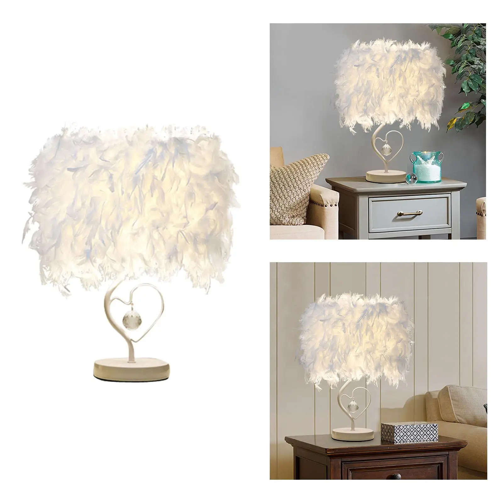 Feather Table Lamp Decoration Elegant NightStand Lamps for Office Restaurant Wedding