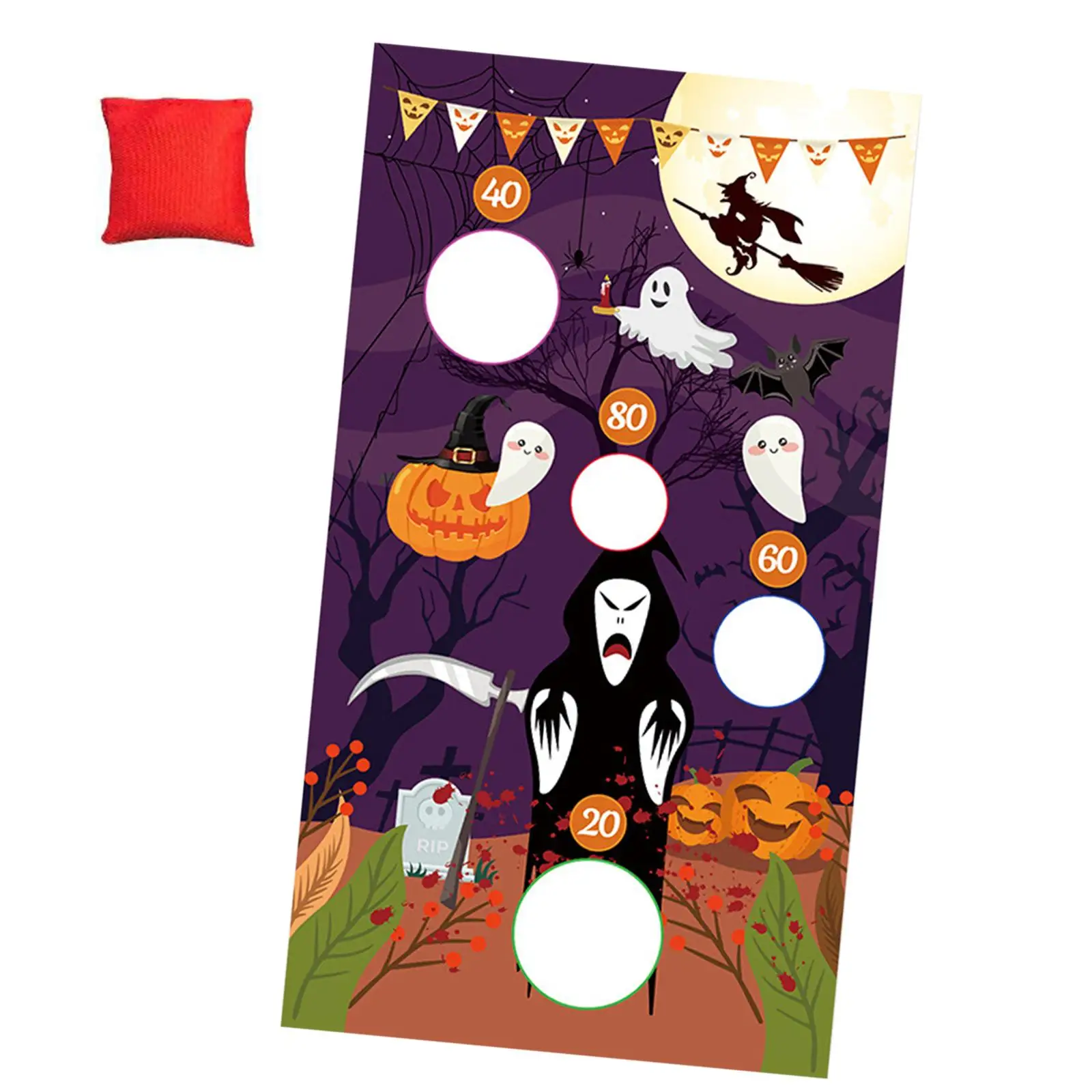 Portable Halloween Toss Game Favor Hanging Toss Game Banner for Courtyard Halloween Party Game Toys