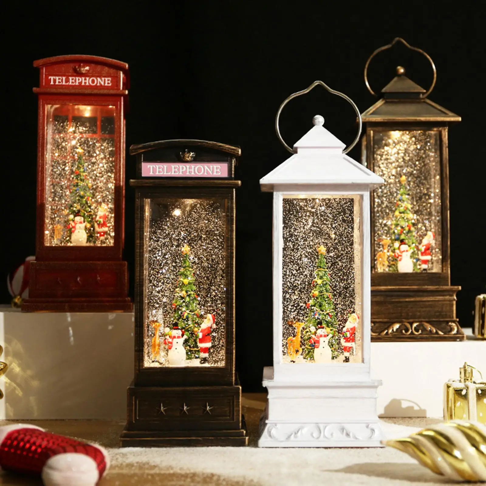 Creative Glittering Christmas Music Box Lantern Rotatable Musical box Toy for Party Holiday Decor Kids Girls Gift Ornament