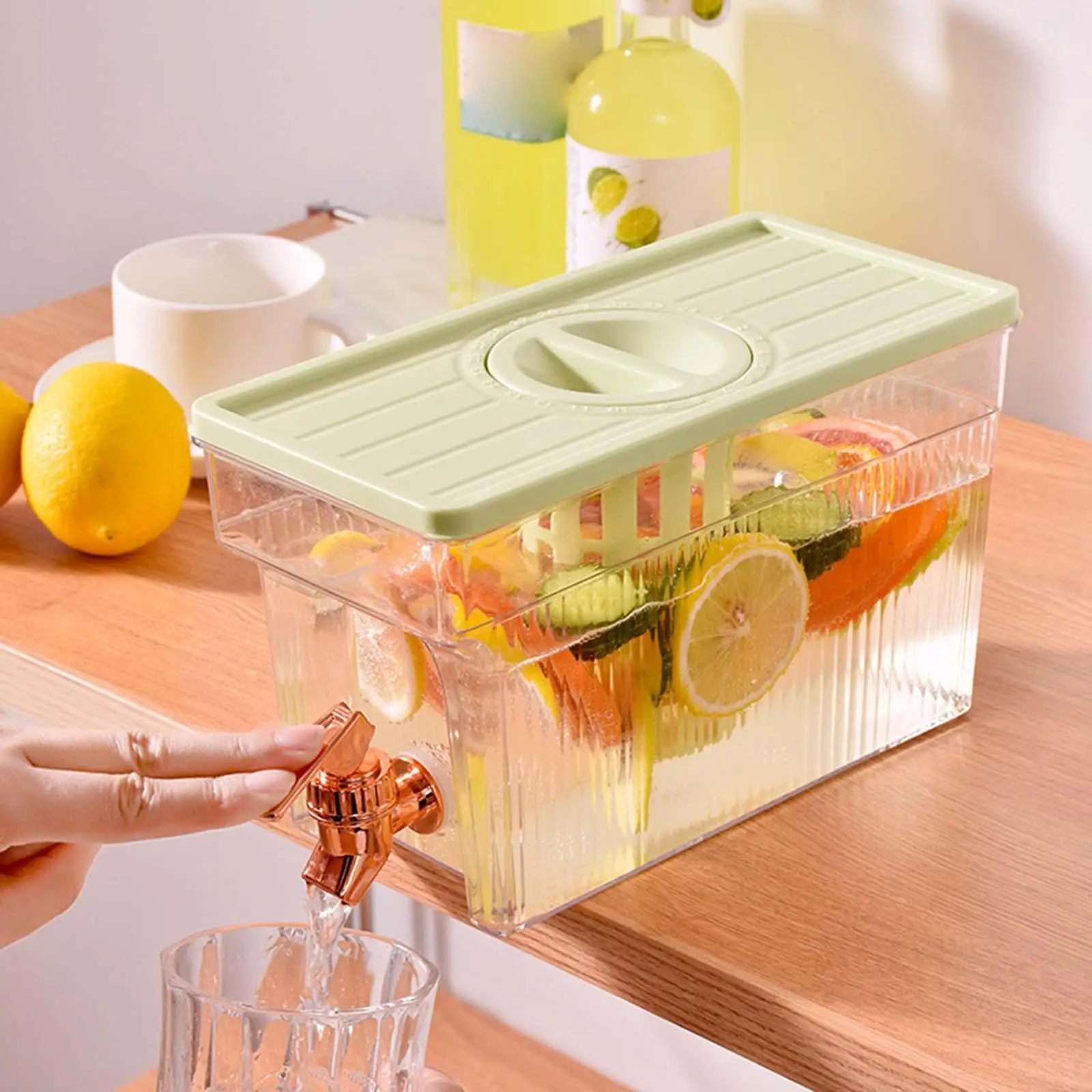 Plastic Water Jug Fruit Teapot Lemonade Bucket Drink Container 3L Large Capacity Drinks Dispenser for Fridge  Party Bar