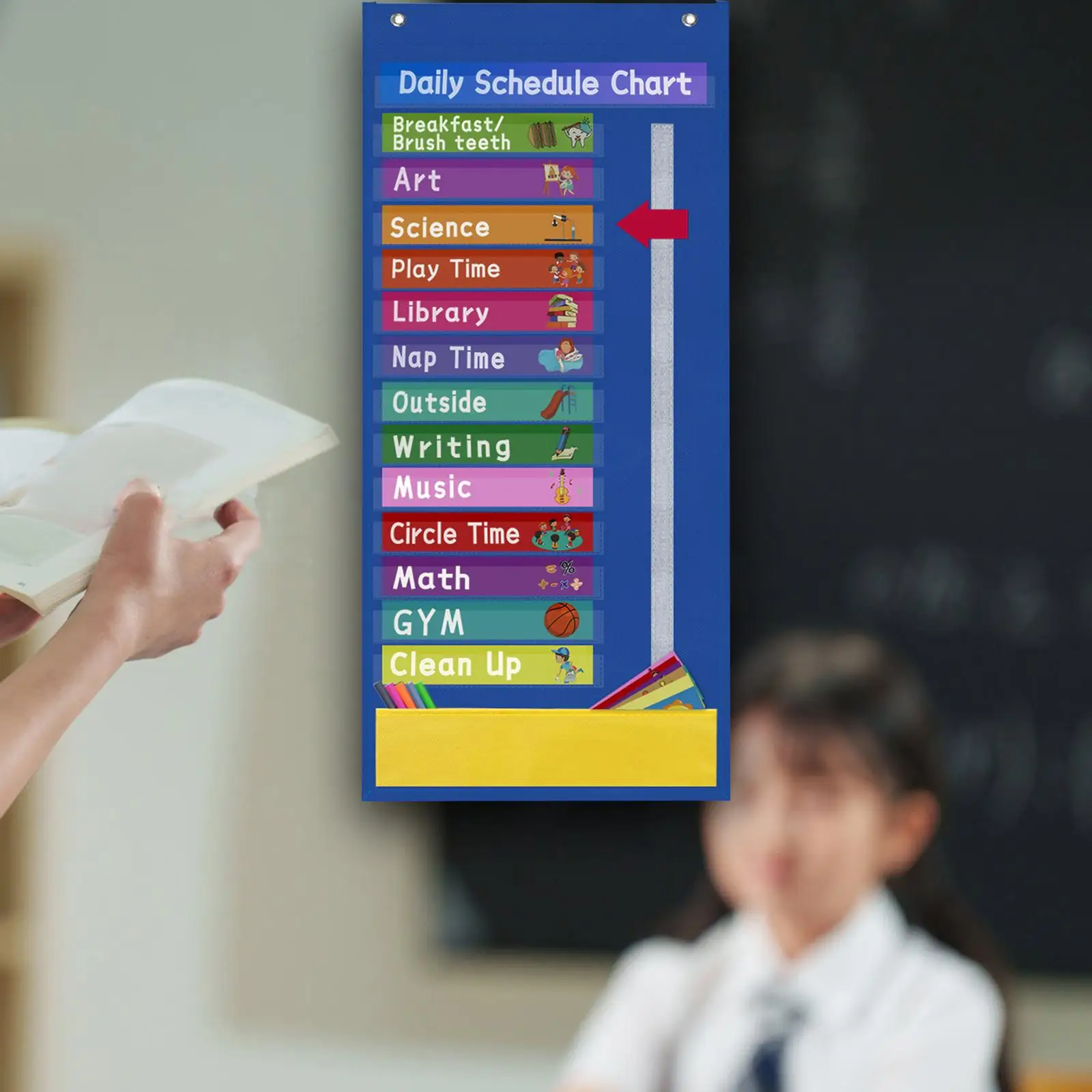 Daily Classroom Calendar Reminder Chart Scheduling Pocket Chart Educational Charts Daily Schedule Chart for Children Kids