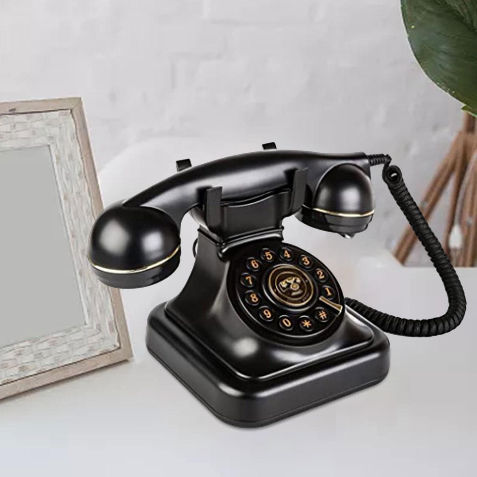 Retro Style Telephone Old Fashion Landline Phones Button Dialing with Adjust Volume Function Classic Home Phone for Desk Decor