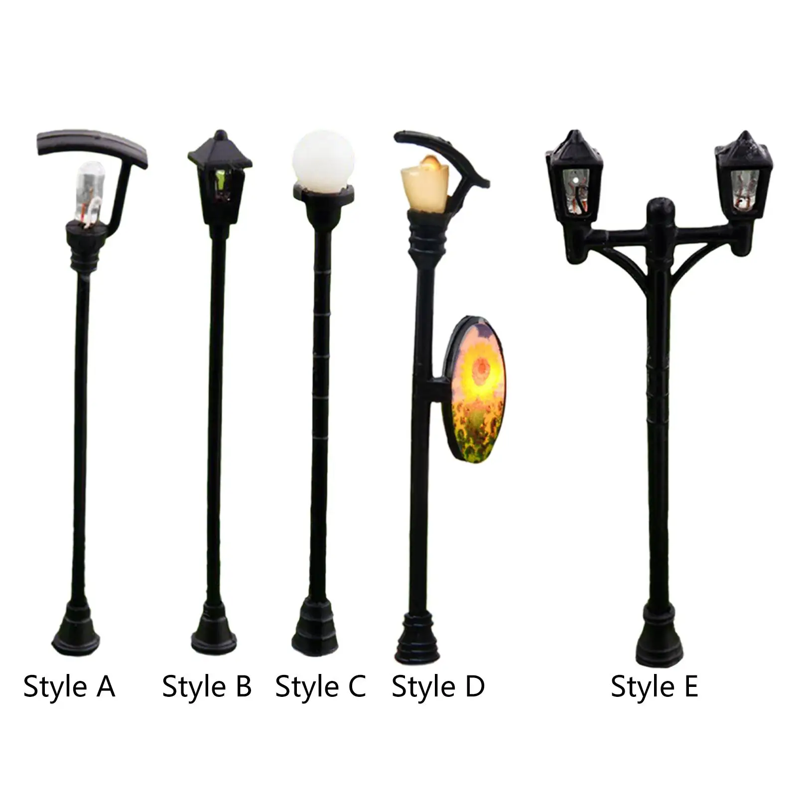 20Pcs 1/100 Model Train Lamp Lighted Street Lamps Miniature Street Light Model Model Railway Lamp Garden Street Light