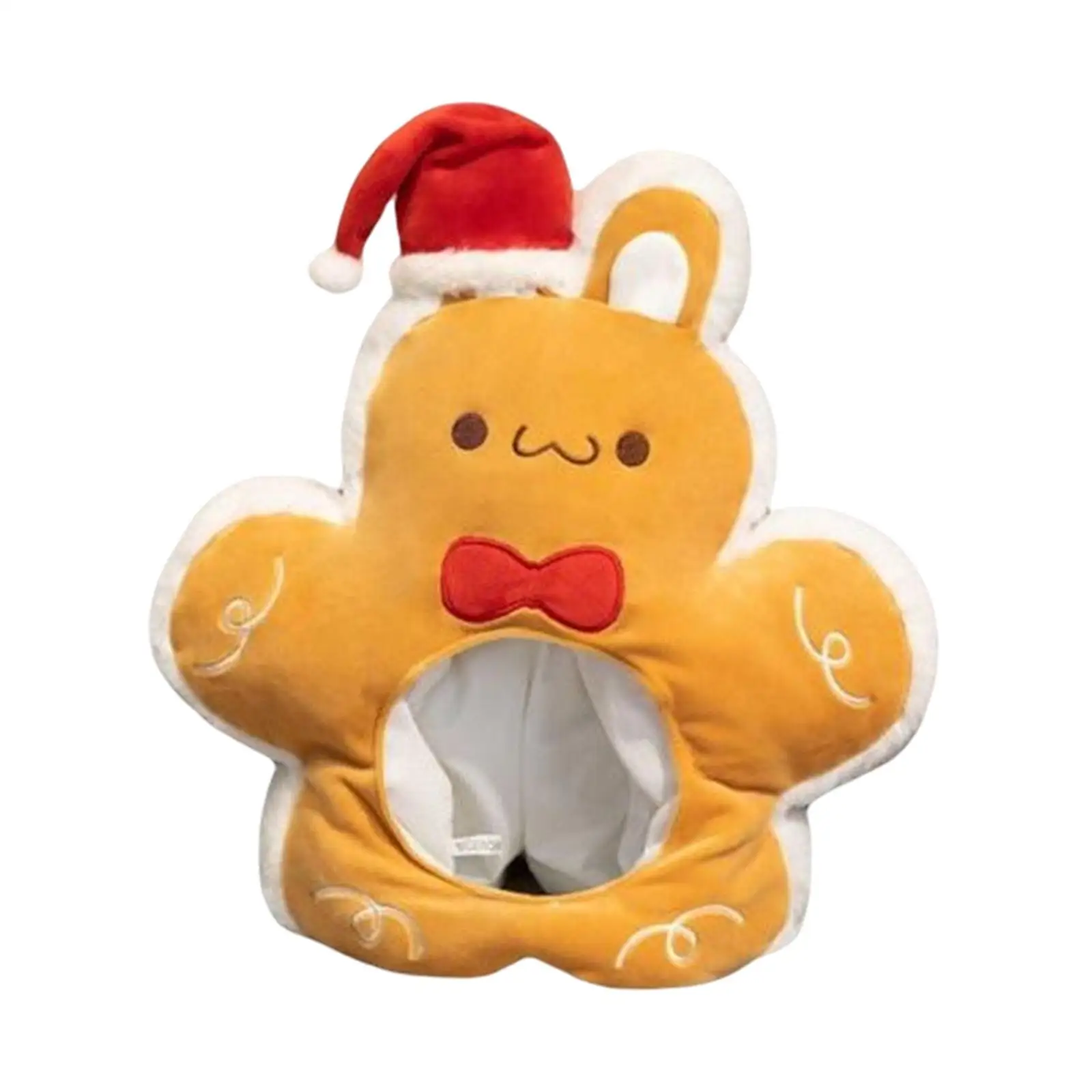 Cute Christmas Gingerbread Rabbit Hat Novelty Headgear Unisex Plush Costume for Celebrations Cosplay Festival Housewarming Adult