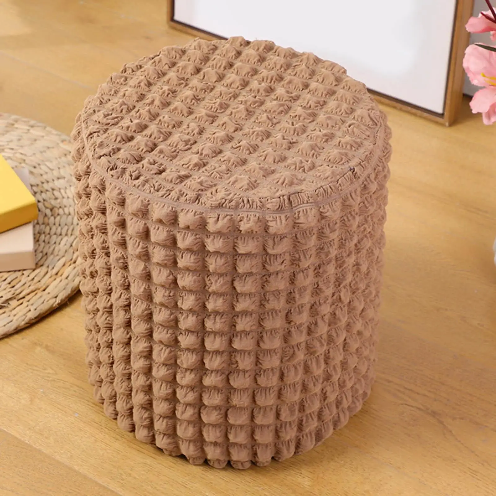 Stretch Ottoman Slipcover Round Stool Ottoman Protector Soft Foot Rest Stool Covers Polyester Stool Covers for Bedroom Office