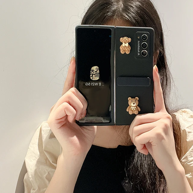 Cute Brown Grey Bear Samsung Phone Case for Samsung Galaxy Z Fold 3 (5G) (SM-F926)  –