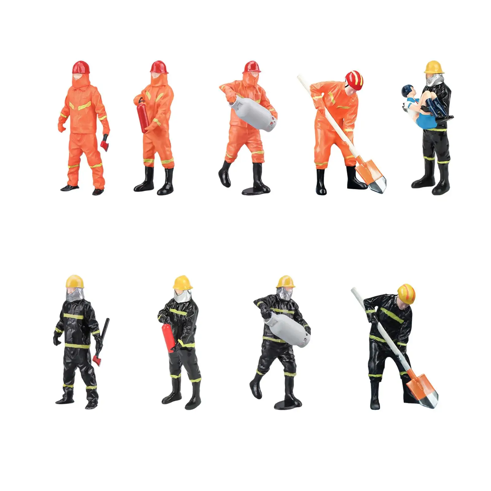 1/32 Scale Models Figurine Miniature People Model Firefighter Figures for Sand Table Layout Decor