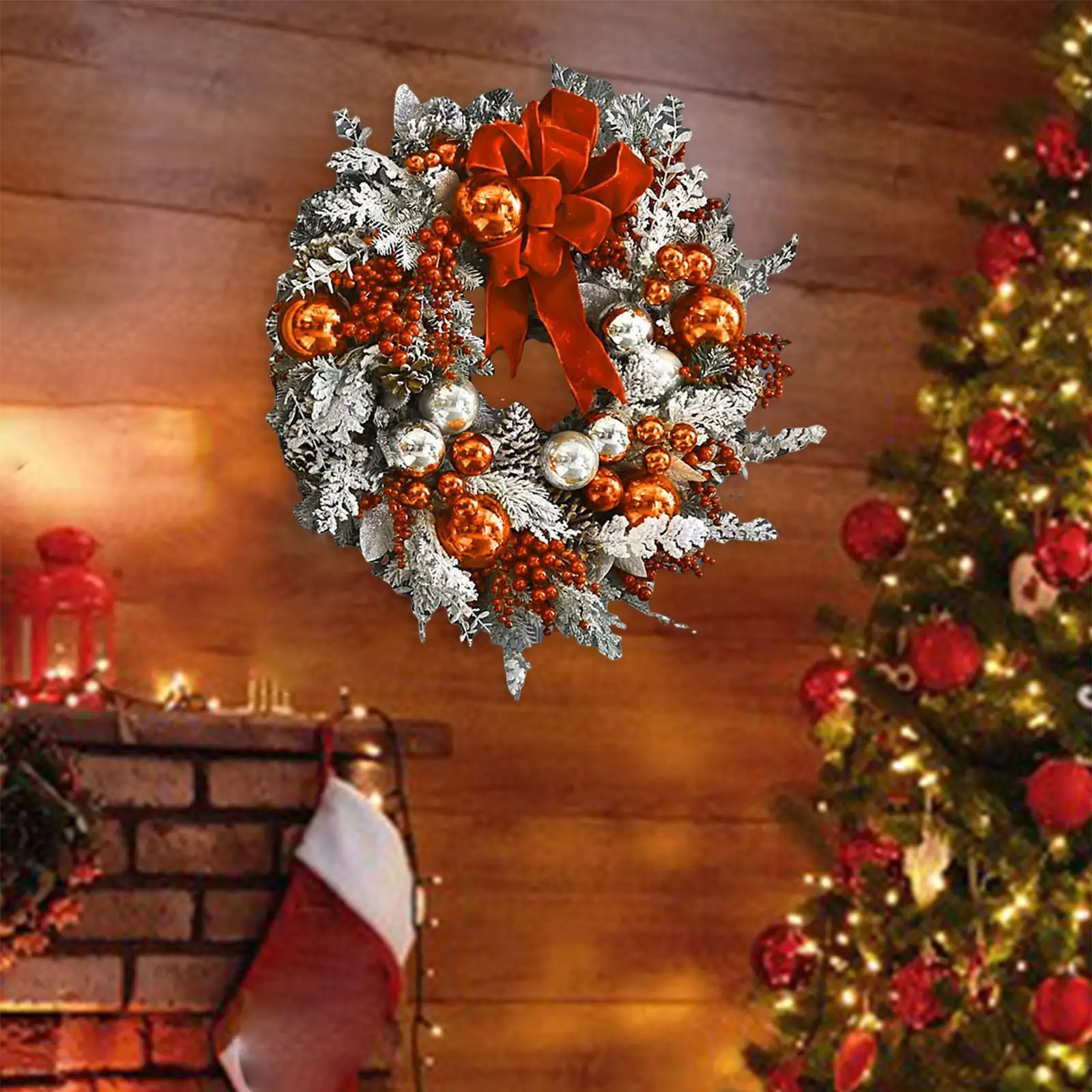 Christmas Wreath Christmas Hanging Wreath for Front Door Xmas Party Wall