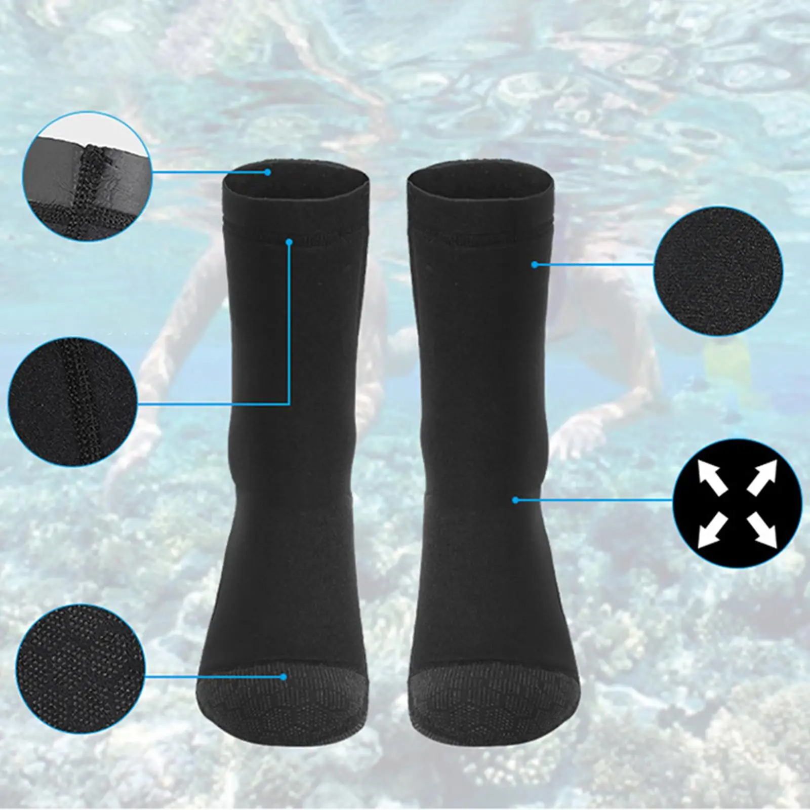 3mm Neoprene Scuba Socks Diving Socks Booties Beach Socks Warm Sand Proof for Kayaking Swimming Snorkeling Women Men