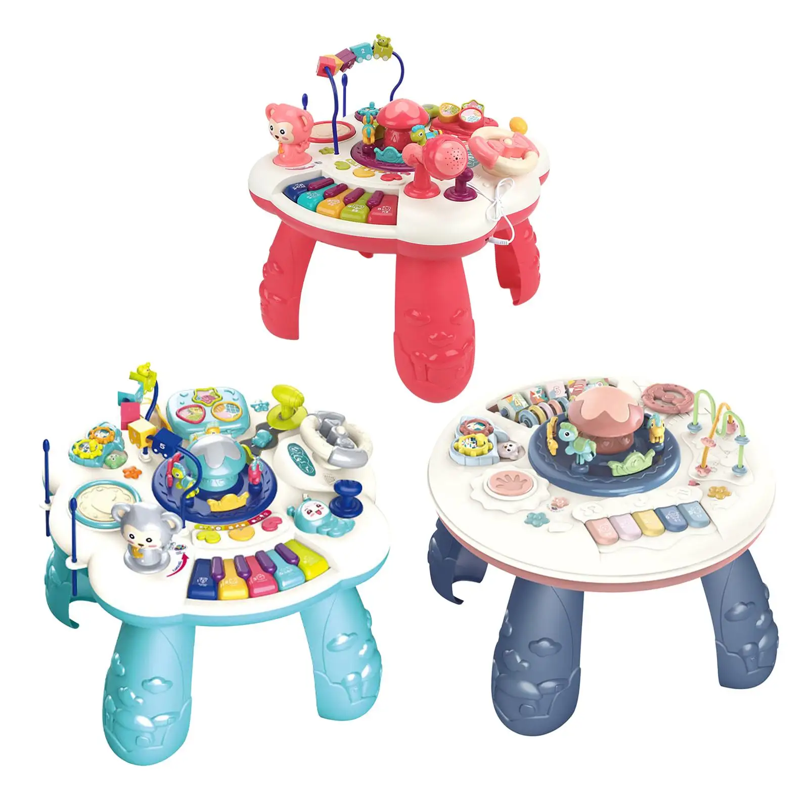 Musical Learning Activity Table Sensory Sound Toy Games with Light for Infants