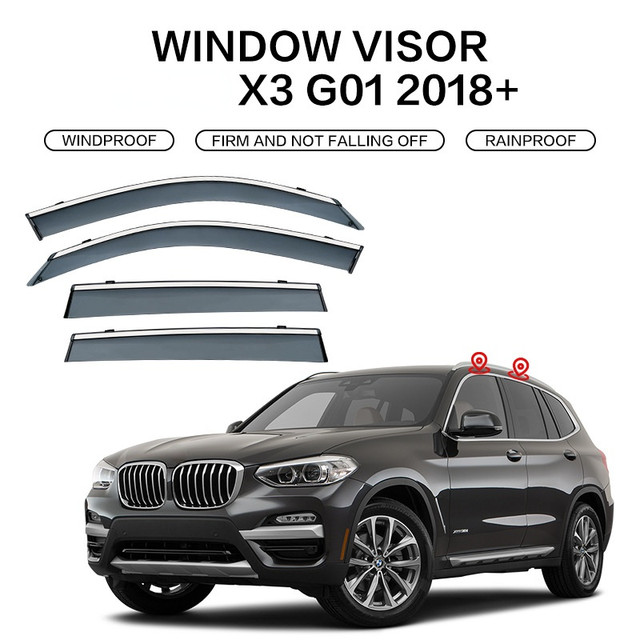 BMW x3,2003-2022,e83,f25,g01用の窓とドアのバイザー,耐候性のあるアクセサリー,明るいストリップ - AliExpress