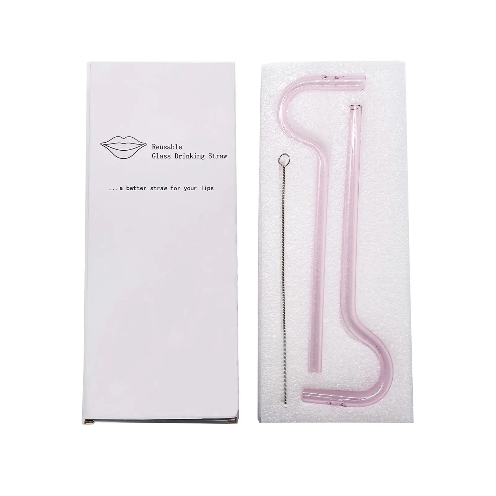 2 Pieces Glass Drinking Straws Pipe Glass Straws for Water Juice Iced Tea Hot and Cold Drinks