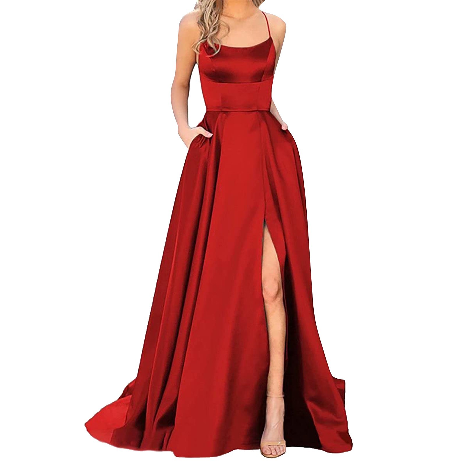 Noite Spaghetti Strap Side Slit Prom Dress