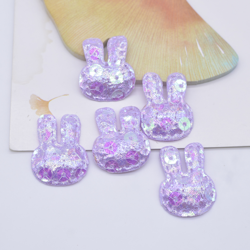 100pcs 20*25mm Glitter Kaninchen Applikation gepolsterte Patches für Kleidung Hut Handwerk Näh zubehör DIY Kopf bedeckung Haars pangen Bogen Dekor – Detail 6