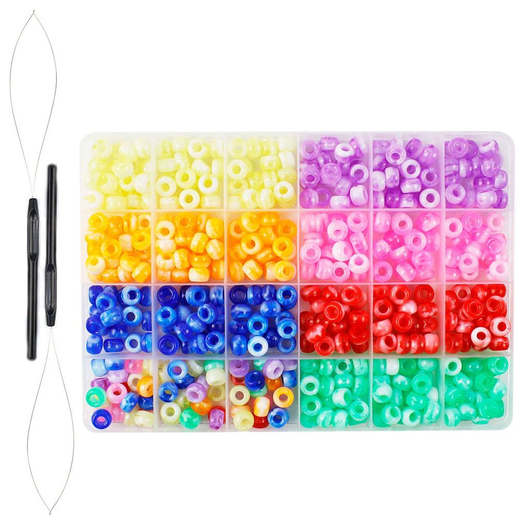 480Pcs Hair Pony Beads Multicolor Crafts Kit for Dreadlock Photography Jewelry Making