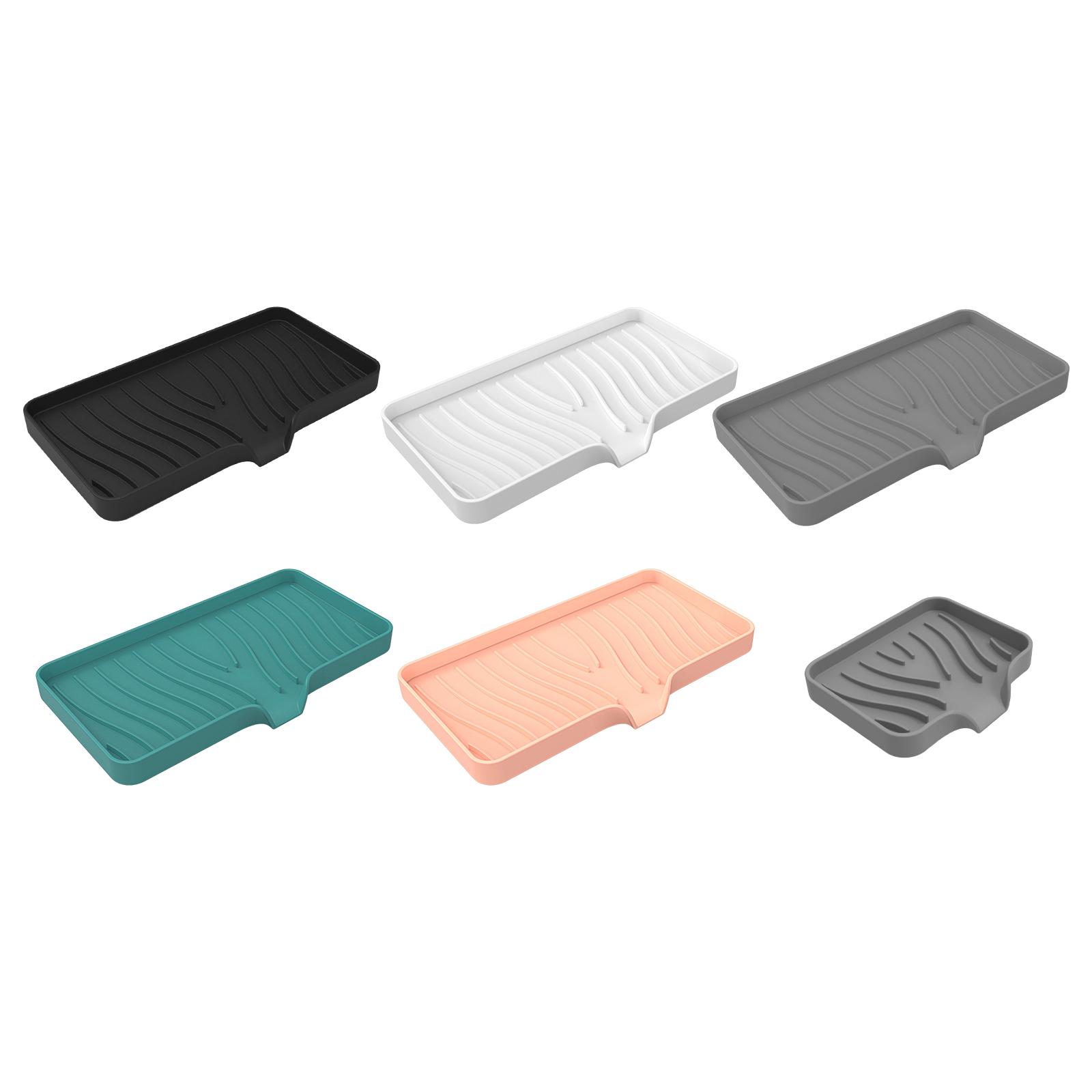 Silicone Soap Dish Holder Kitchen Sponge Tray Soap Box with Drain Soap Tray for Hotel Bathroom Countertop Kitchen Sink Toilet