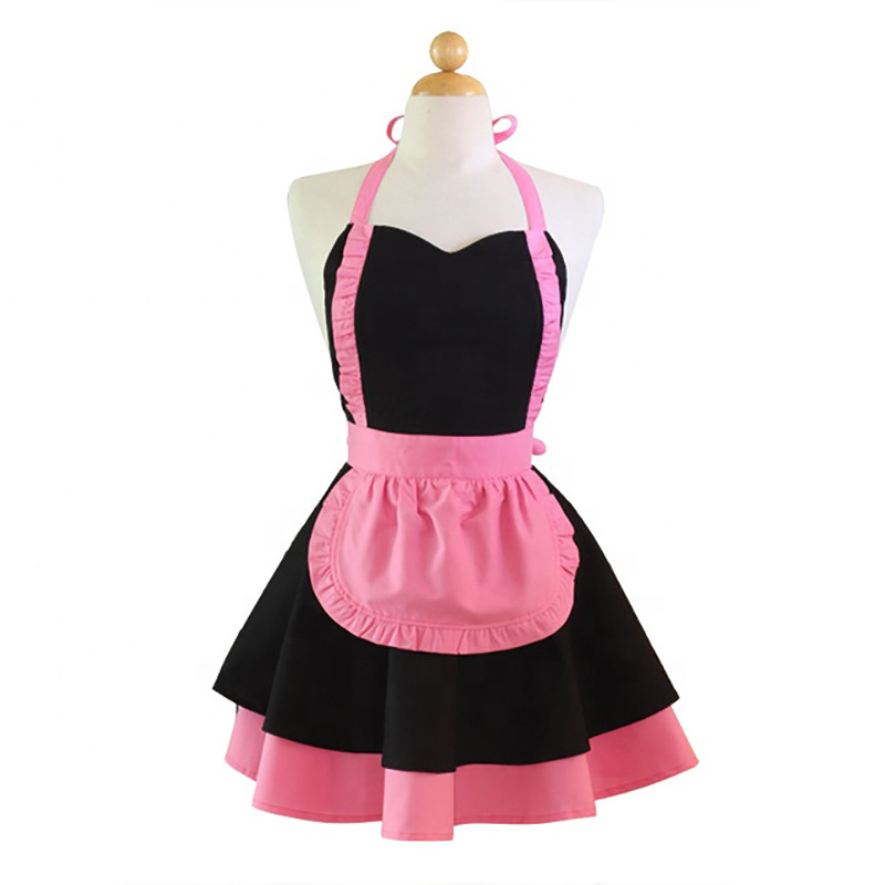 Jananese Sexy Frau Werkzeug für Paare Maid Outfit Kawaii Kleid Restaurant Kurze Farbe Kaffee Shop Schöne Bogen Spitze Küche Schürze – Detail 1