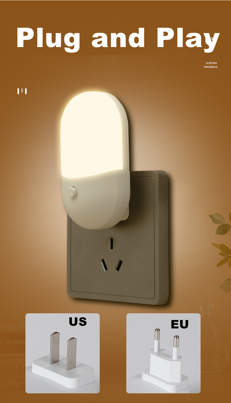 AvvRxx LED Night Light Sensor Lighting Mini EU US Plug Night Light Lamp for Children Room Bedroom Lights Christmas Lighting