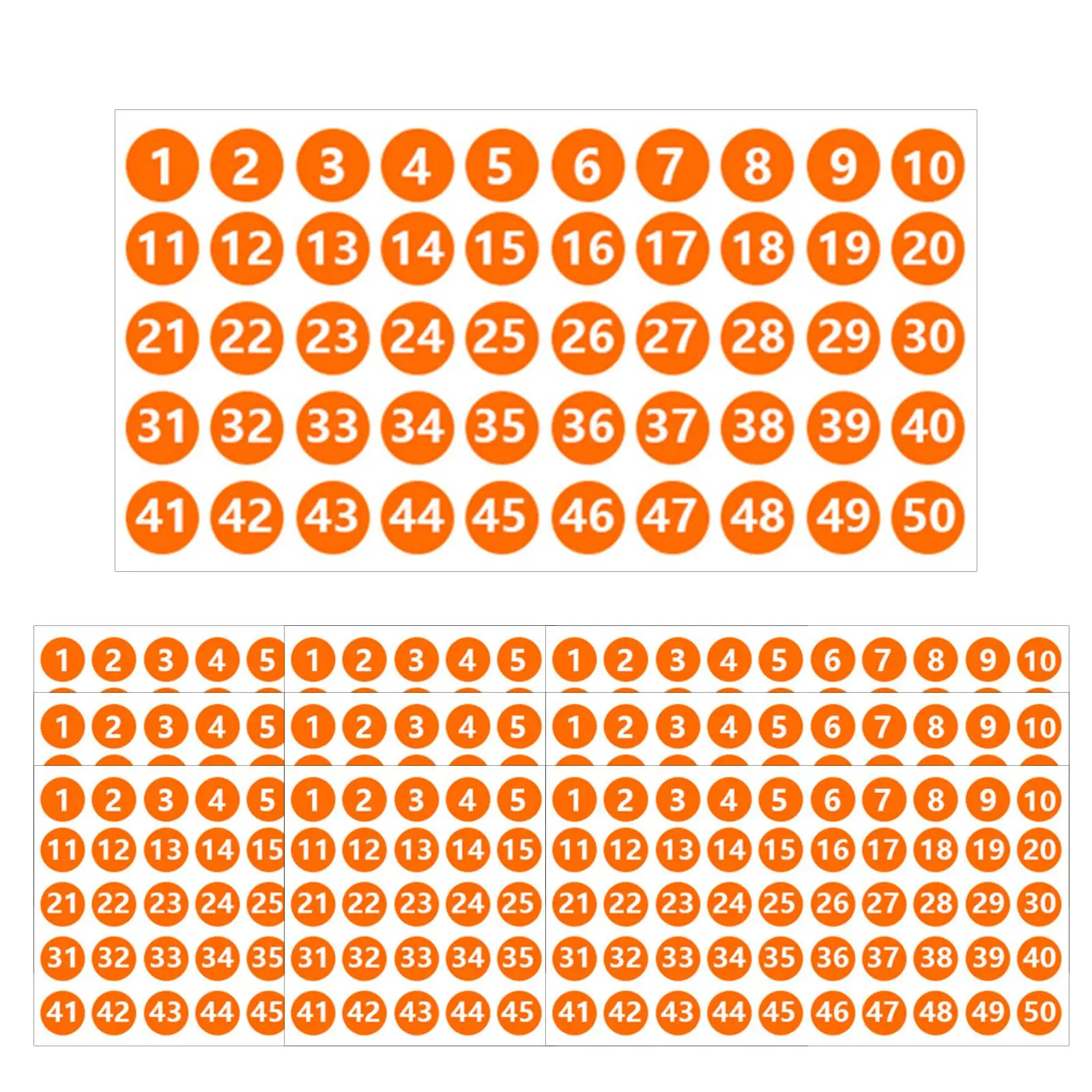 Number Stickers Labels Round Orange Multifunction Decals Consecutive for Sports Events Crafts Sales Bags Letter Gift Wrapping