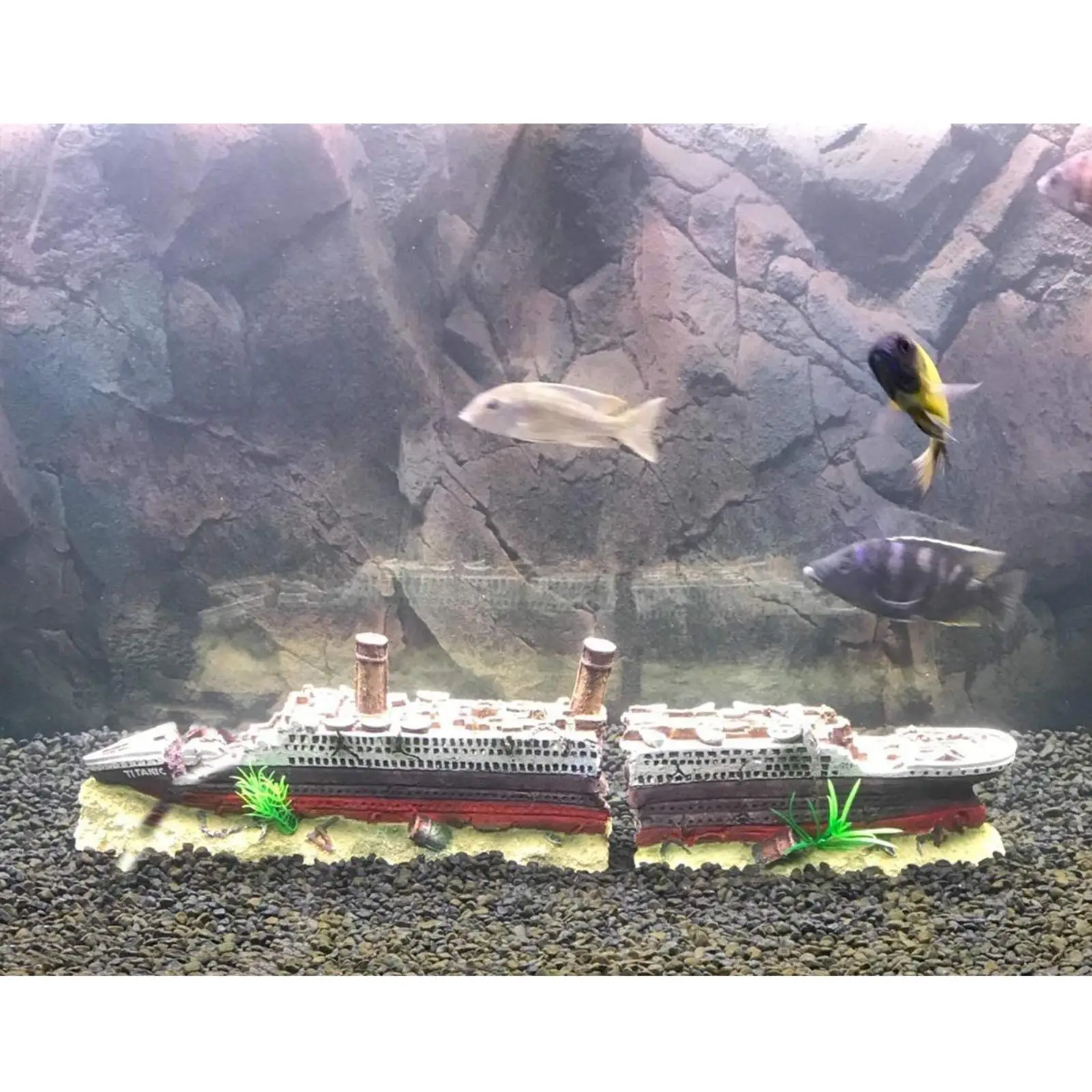 Aquarium Fish Tank Medium Resin Titanic Boat Ornament Landscaping Decorations Cave Hide Shelter 38cm