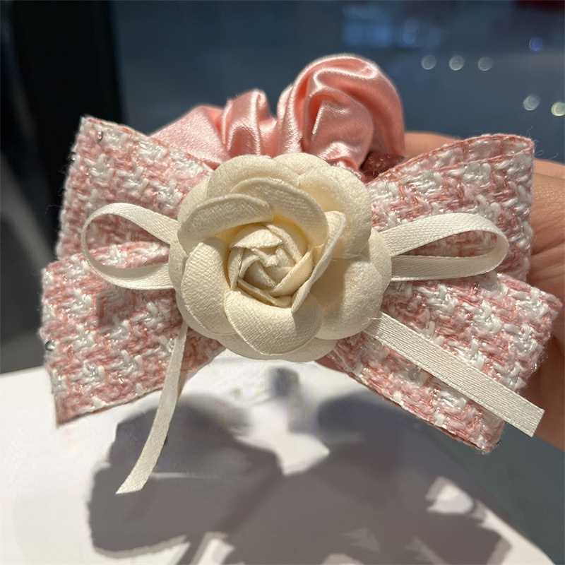 Koreanische Bowknot Blume Hahnen tritt Haar gummis Kopfschmuck einfache Kopfs eil Mädchen niedlichen Lederband Ring Cilps Mädchen Accessoires – Detail 2
