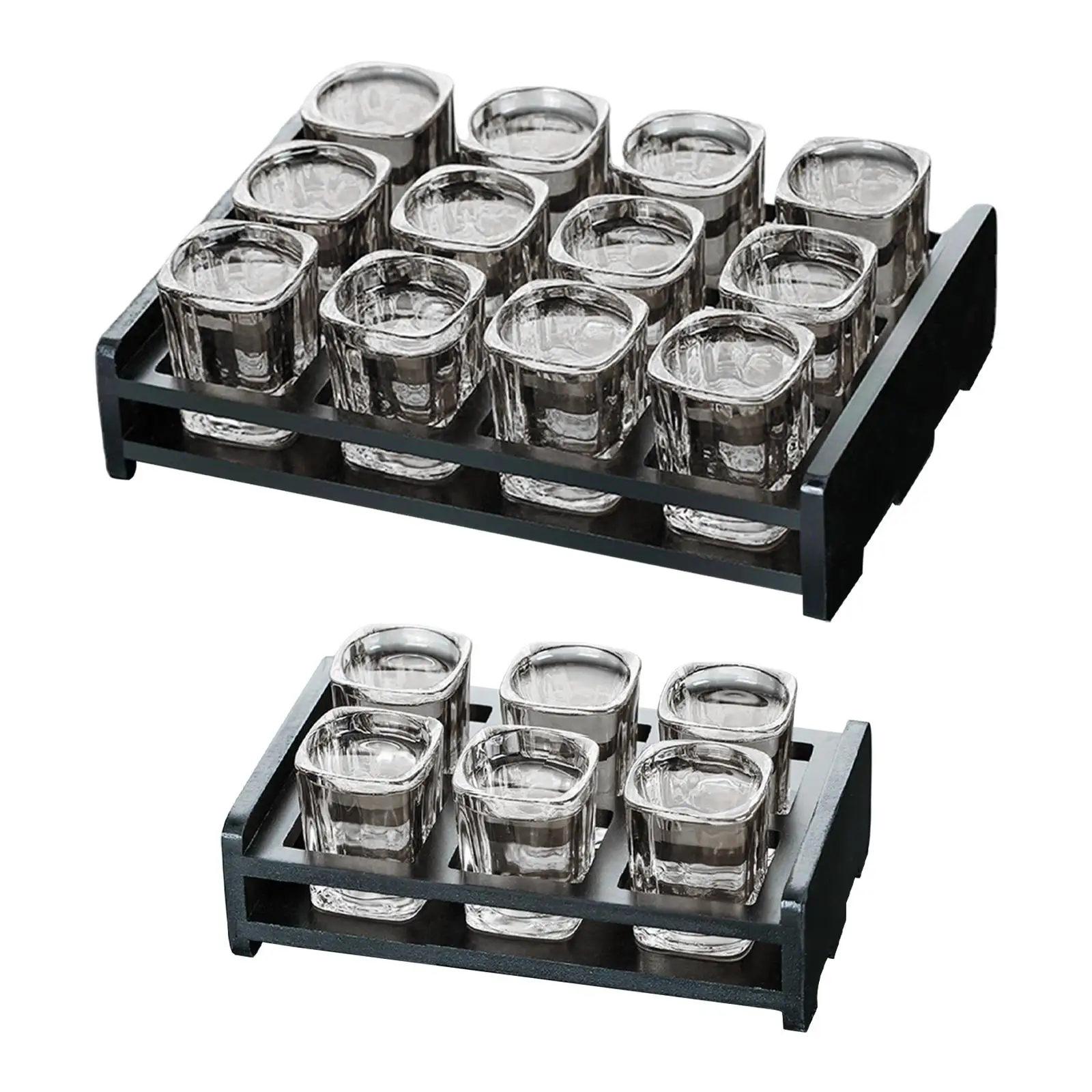 Beer Glass Tray Pub Organizer Serving Home for Party Metal Storage Wood Serving Tray for Bar with Glass Cups Glass Holder Tray