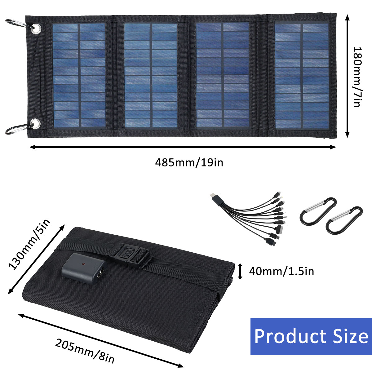 Description Picture 6 of itemSolar Panel Folding Charger IP65 Waterproof USB Charger Lightweight Outdoor Portable Cell Phone Battery Power Travel Camping