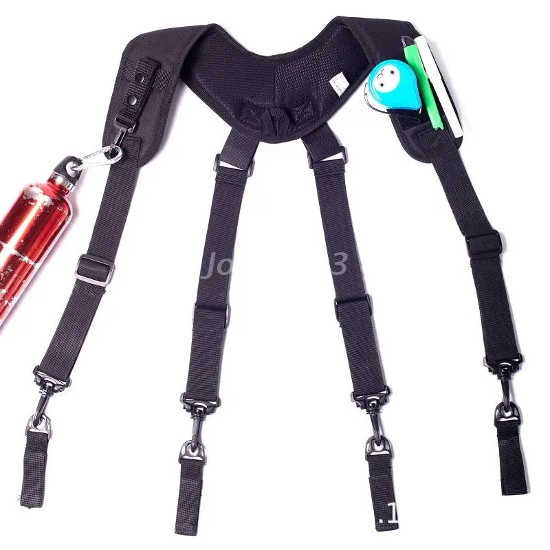 Q6PE Multifunctional Tactical-Suspenders Duty Belt Harness Combat Tool Belt X Type Tactics Braces Adjustable Equipage for Men mechanic tool bag
