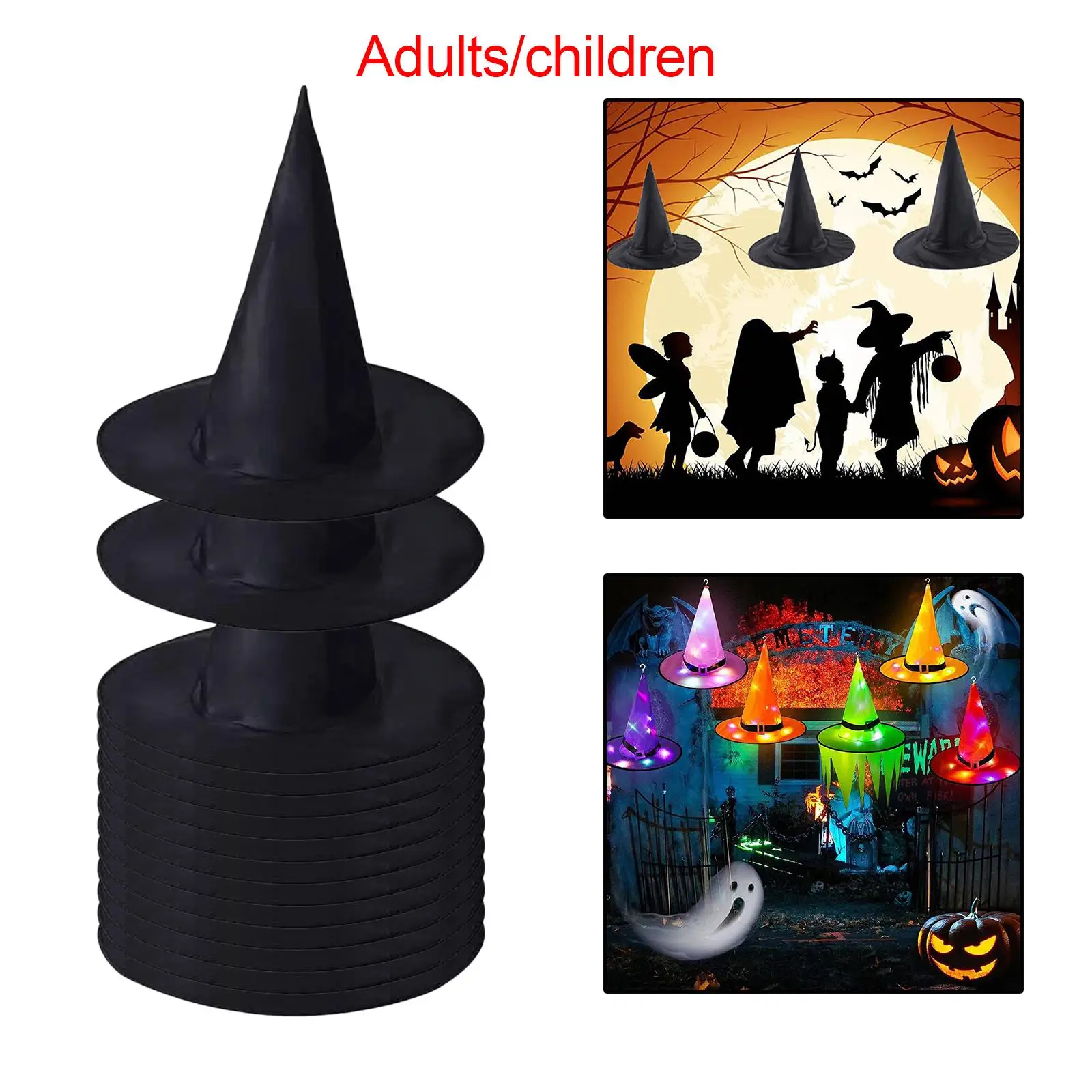 14x Pointed Halloween Witch Hats Cosplay for Party Favors Photo Props Decor