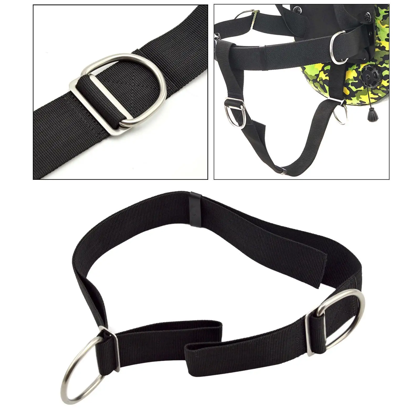  Dive Harness Adjustable Crotch Strap 50mm BCD Accessory Black