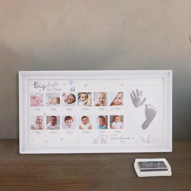 1 Set Baby Handprint Ink Pad Photo Frame Newborn Baby Shower Gift for DIY, Size: 27x23cm