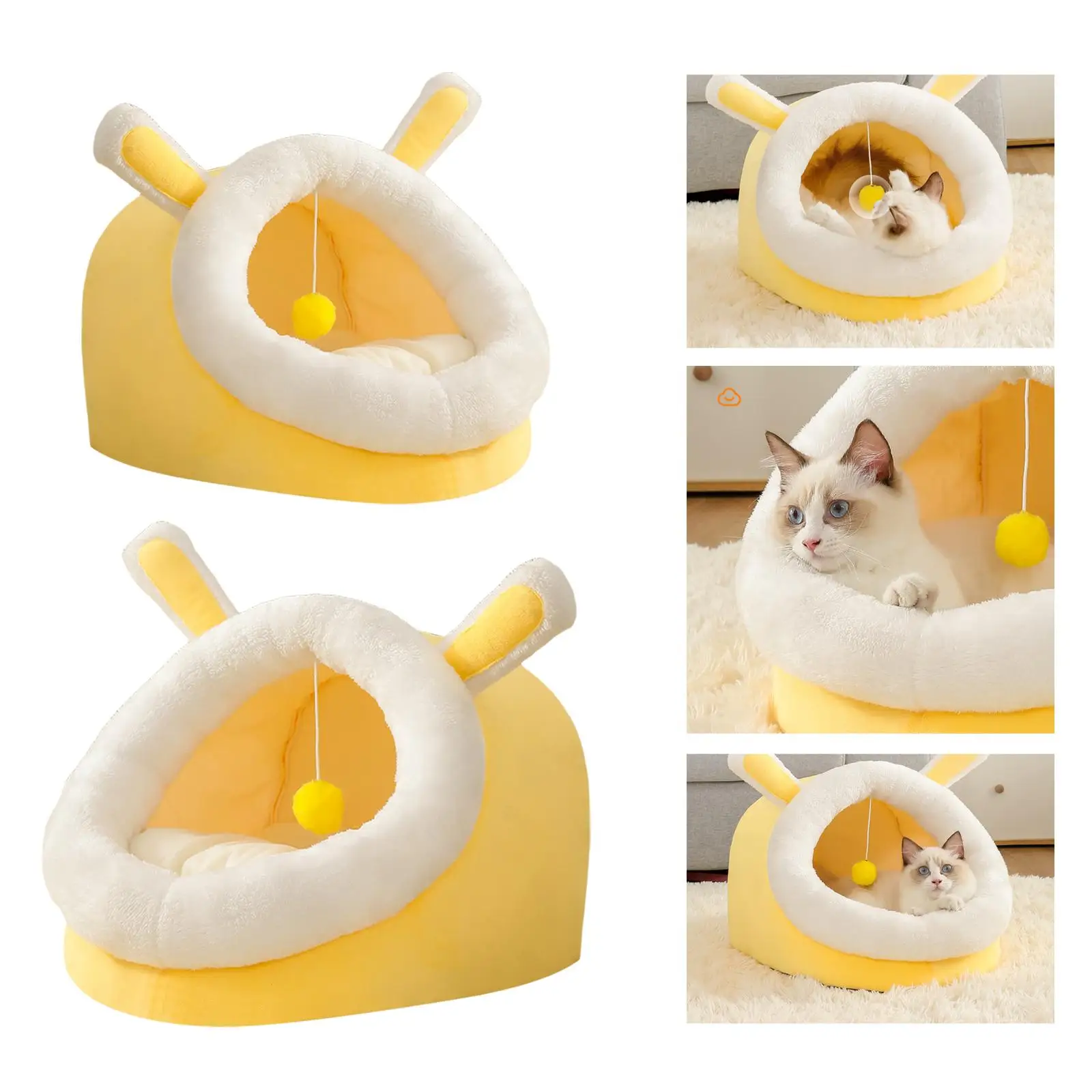 Cute Cat Bed Nest Sleeping Bed Anti Slip Cushion Basket Pet Supplies Thick Puppy for Indoor Cats Small Medium Pet Dog