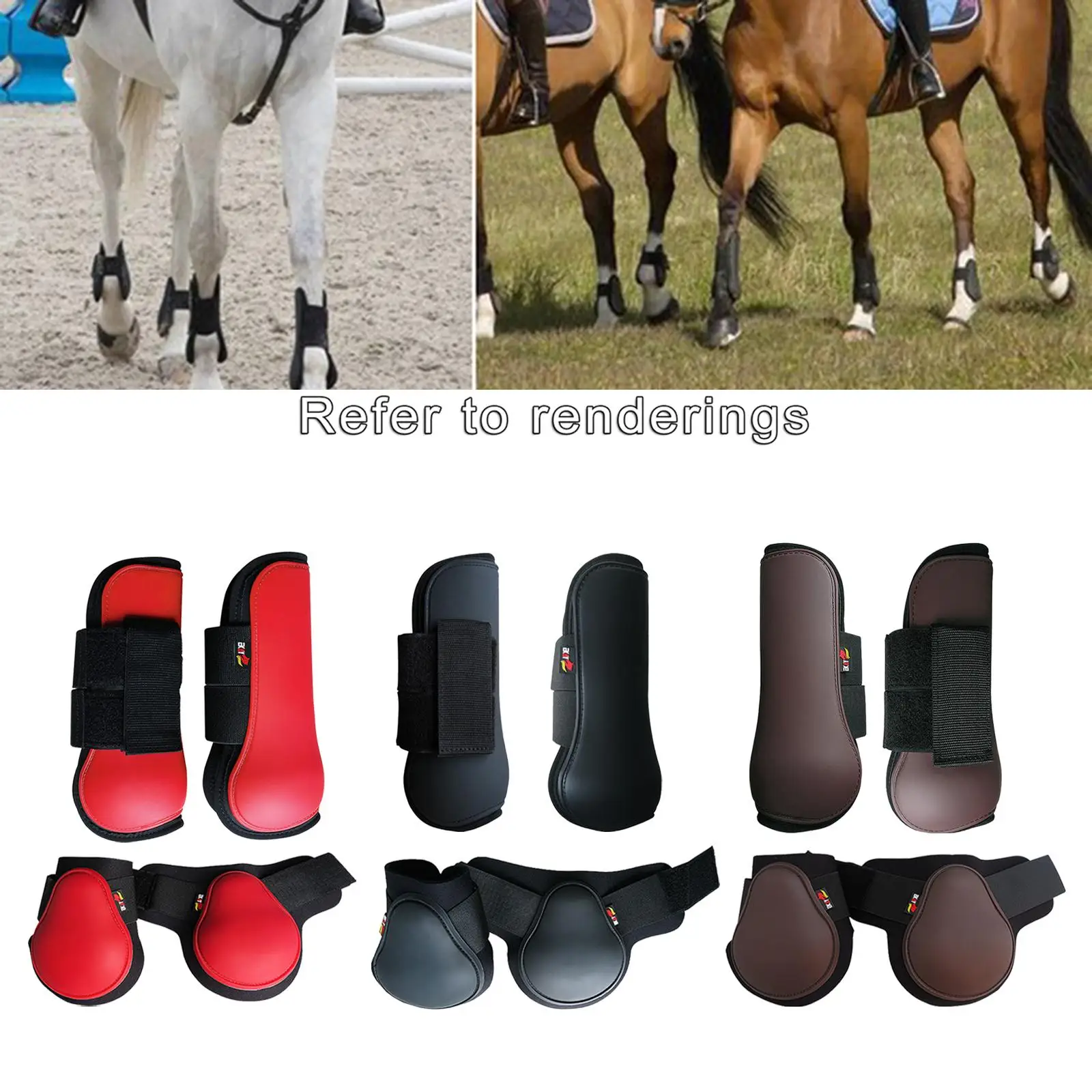 Equestrian Horse Leg Tendon Boots Exercise Adjustable Brace PU 