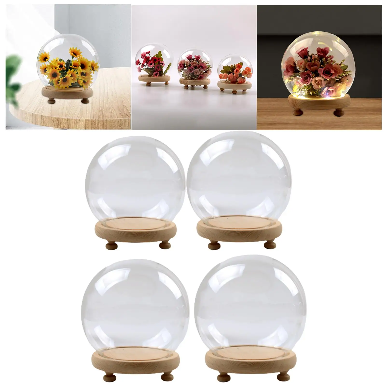 Display Dome with Base Stand Jar Crafts Showcase Tabletop Decor Display Case