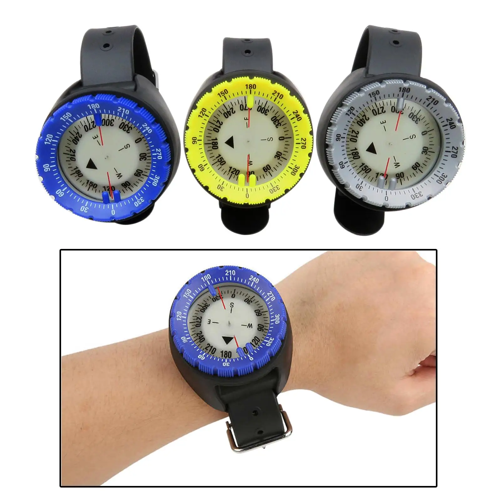 Waterproof Wrist Mount dive Compass for Scuba Underwater Gauge with Night Vision 