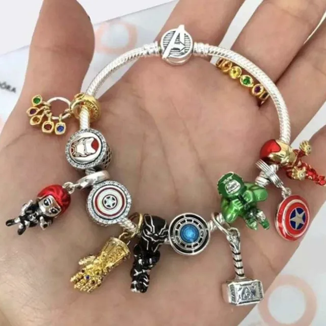 Disney Marvel Soaring City Charms Spiderman Mask Clasp Bracelet for Women  Jewelry Fine Camera Selfie Beads The Avengers Bangles